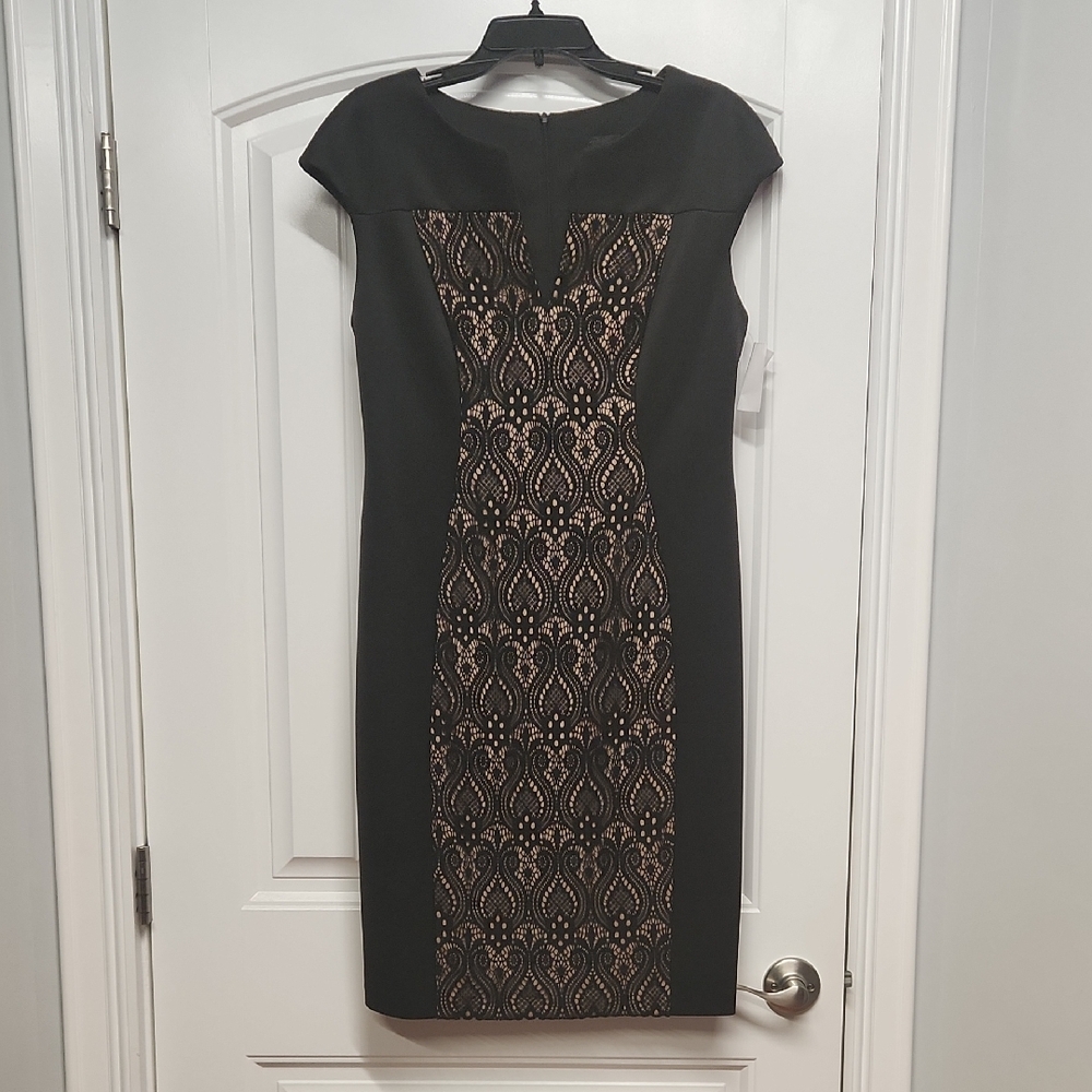 Connected Apparel Elegant Black and Gold Mini Dress